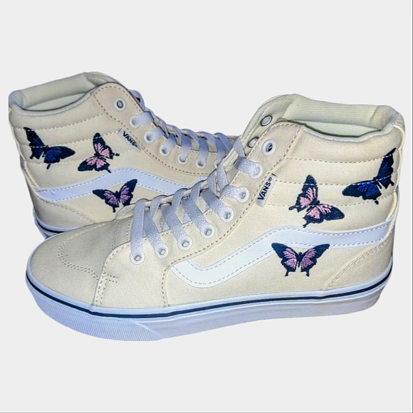 Vans Shoes - Vans Filmore High Top Sneakers Cream with Butterflies sz 8